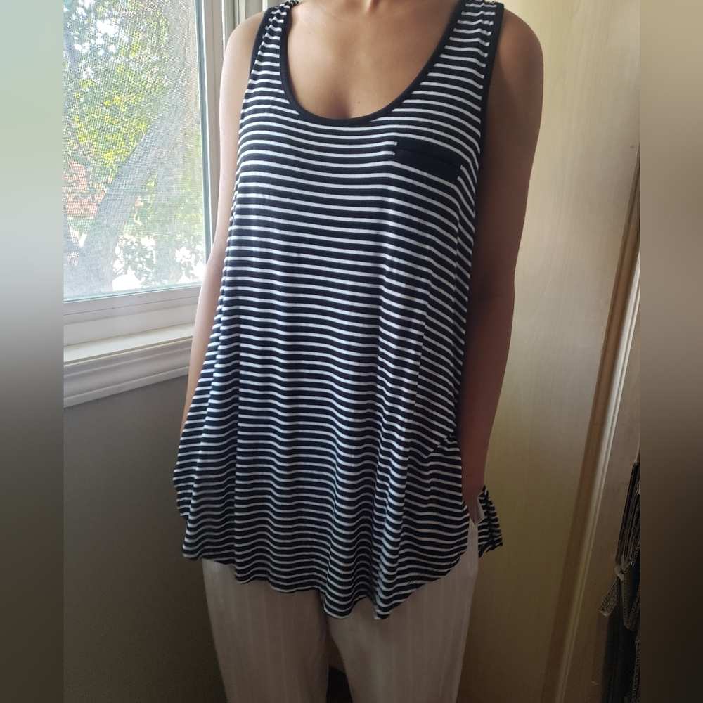 Striped Black and White Women's Tank Top